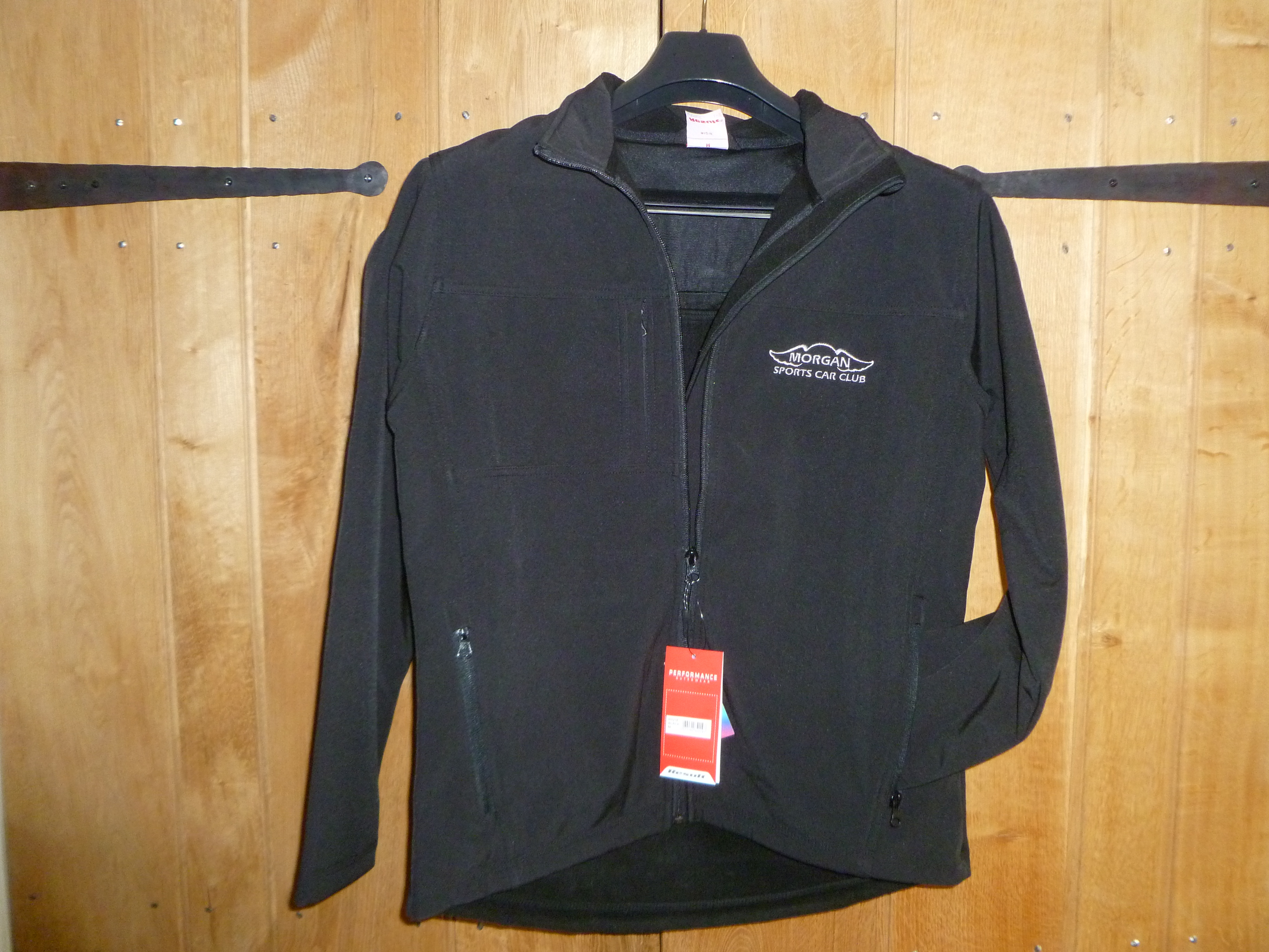 Shell Jacket Mens - Black with Grey Wings Silhouette logo and script